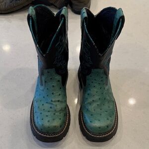Roper Teal and Black Ankle Boots leather upper.